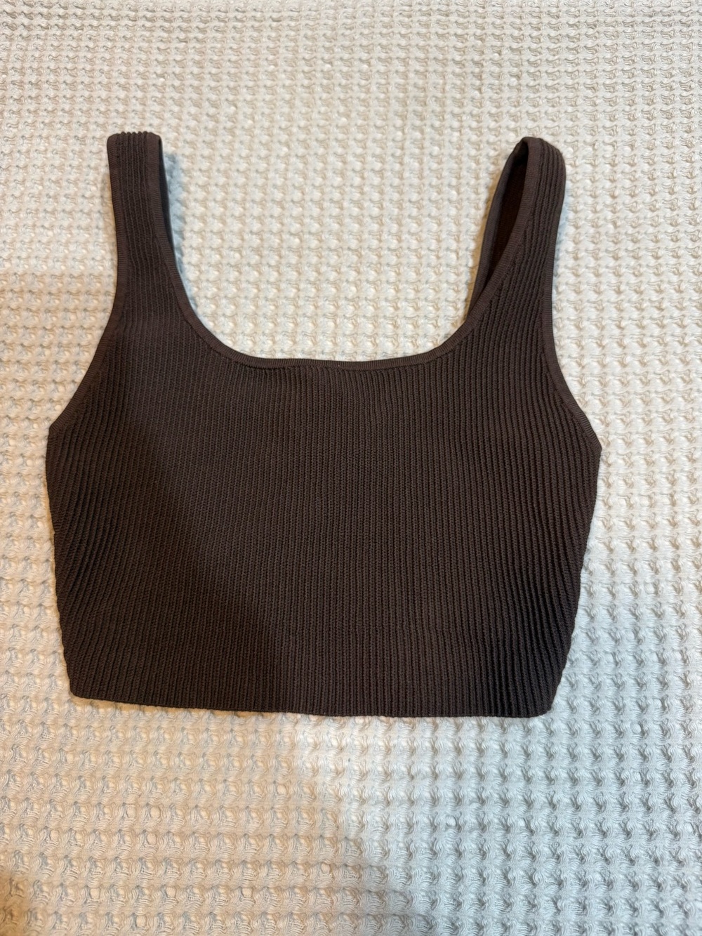 Aritiza Babaton Ribbed Square-Neck Crop Tank - Chocolate Brown